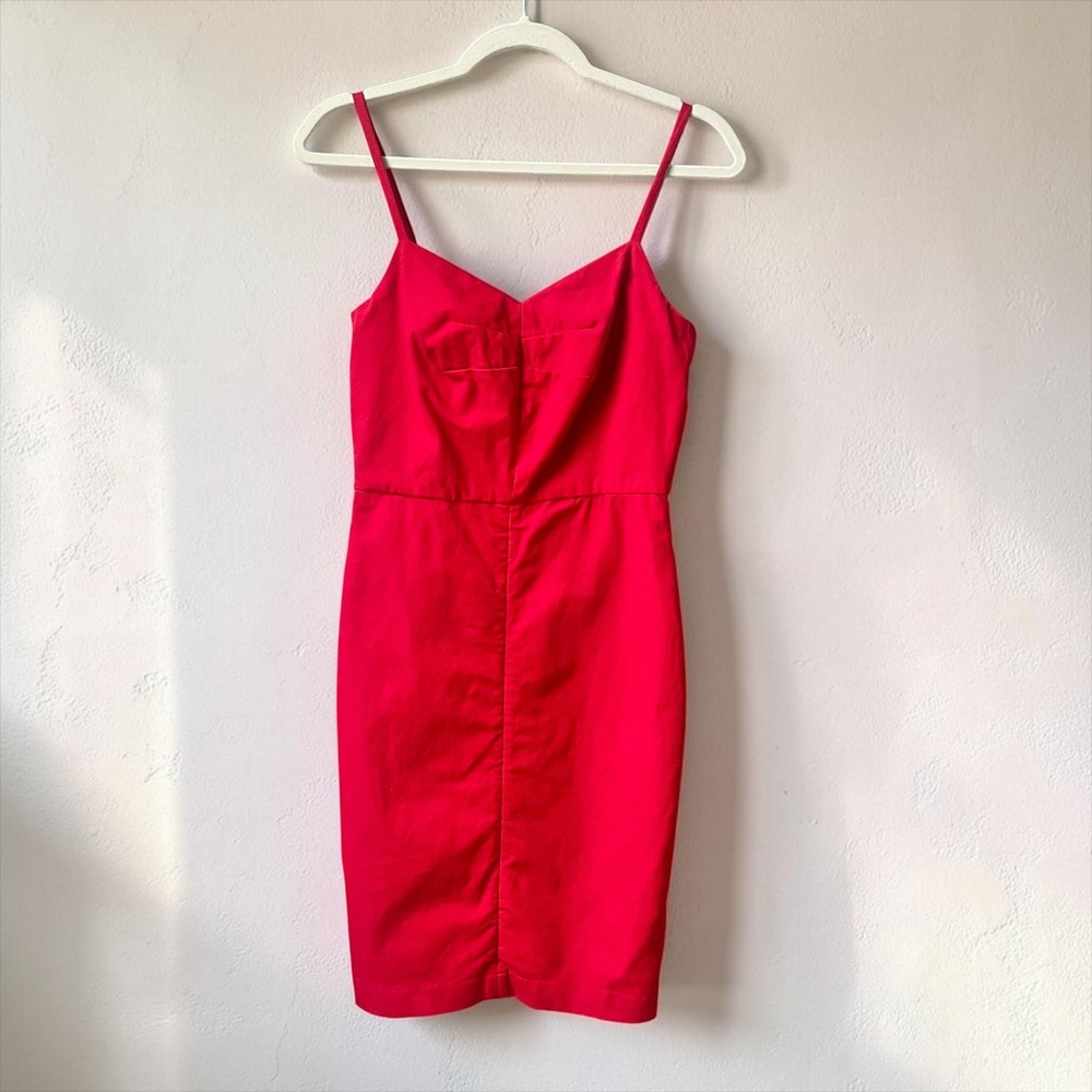 Banana Republic Dress Women's 4 Tomato Red Poplin Fitted Feminine Classic Short